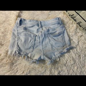 Distressed jean shorts
